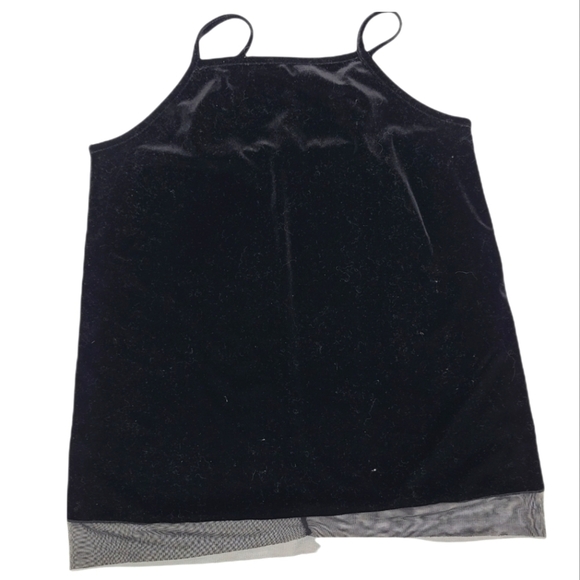 ASOS Velvet Tulle Tank Top Size 6 Black Sheer Hem - Picture 6 of 6